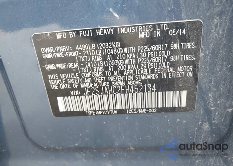 2015 Subaru Forester 2.5I Limited из США, поврежденный, VIN JF2SJAHC2FH452134